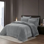 Nova Home Froska Winter Embossed Flannel  Comforter Set with Soft Fur Backing - King/Super King - Grey - Nova Home