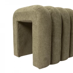 Weva Archi Terry Channeled Small Stool & Bench – Brown | Elegant Ribbed Fabric Upholstery with Modern Arched Design