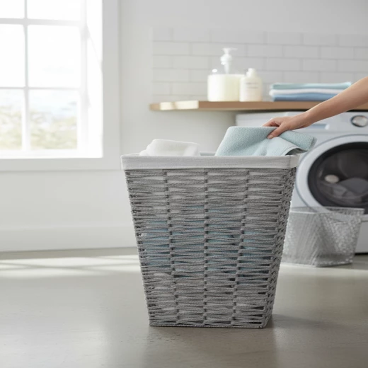 Weva Kora Paper Woven Laundry Basket – Grey Weva Kora Paper Woven Laundry Basket – Grey