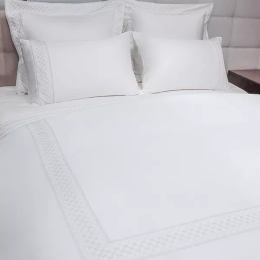نوفا هوم Cotton Prime طقم وجه لحاف - قطن 100% ، 400 خيط لكل انش مربع - مجوز & مجوز كبير - 7 قطع - أبيض