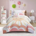 Nova Home "Dawn" Reversible Kid's Comforter Set - 7 Pcs - Queen - Pink - Nova Home