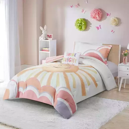 Nova Home "Dawn" Reversible Kid's Comforter Set - 7 Pcs - Queen - Pink - Nova Home - Image 2