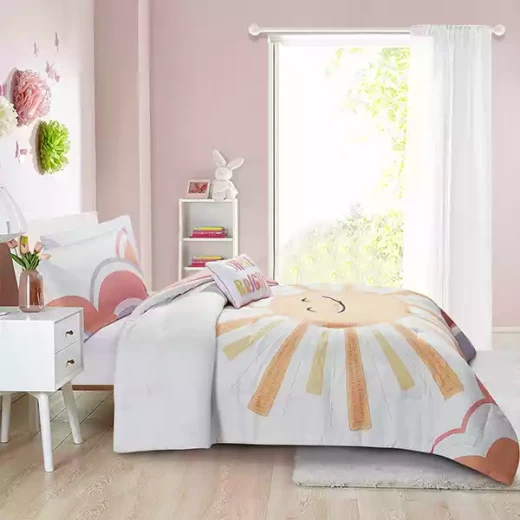 Nova Home "Dawn" Reversible Kid's Comforter Set - 7 Pcs - Queen - Pink - Nova Home - Image 3