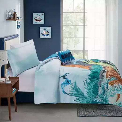 Nova Home &Tucker Dinosaur& Kid's Comforter Set - 7 Pcs - Queen - Blue - Nova Home - Image 3