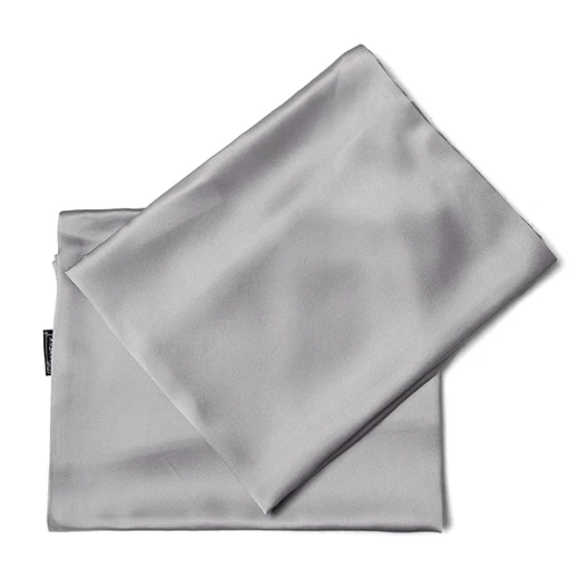 ليلي سيلك Plain طقم شرشف مطاط - 100% حرير - مجوز & مجوز كبير  - 3 قطع - فضي - ليلي سيلك - Image 12