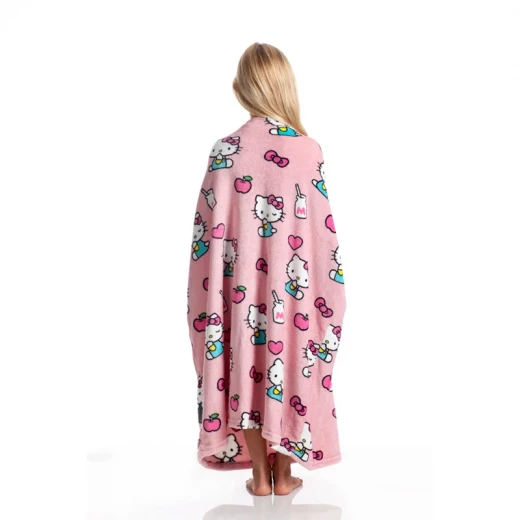 Kanguru Momonga Hello Kitty Kids' Wearable Blanket - 80x90 Cm - Pink - KANGURU - Image 2