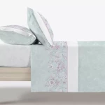 مينترول Bloom طقم شرشف سرير (مطاط وفلات) قطن -مجوز & مجوز كبير - 4 قطع - أزرق - مانتيرول