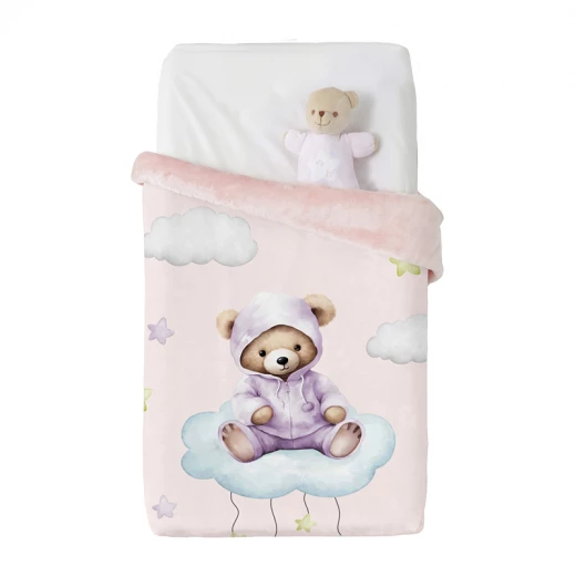 Manterol Baby VIP 537 Velvet Baby Blanket - 110x140 Cm - Pink - MANTEROL - Image 2