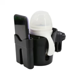 BabyJem 2-in-1 Cup and Phone Holder – Universal Black Stroller & Bike Accessory for Parents, Travel-Friendly