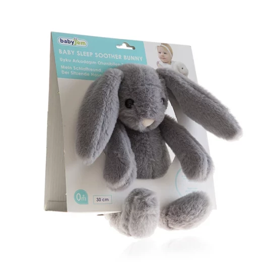 BabyJem Rabbit Sleeping Mate for Newborns – Soft Grey Plush Toy, 30 cm – Baby Comfort Cuddly Toy 0M+ - BabyJem - Image 7