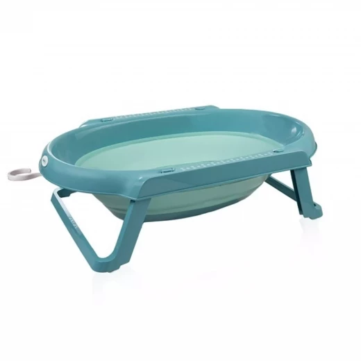 BabyJem Foldable Baby Bath Tub – Turquoise Plastic Bathtub with Non-Slip Base, Hanging Loop & Folding Legs – Space-Saving, Travel-Friendly - BabyJem - Image 2