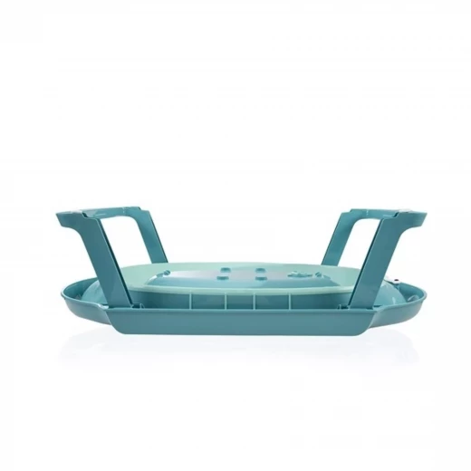 BabyJem Foldable Baby Bath Tub – Turquoise Plastic Bathtub with Non-Slip Base, Hanging Loop & Folding Legs – Space-Saving, Travel-Friendly - BabyJem - Image 5