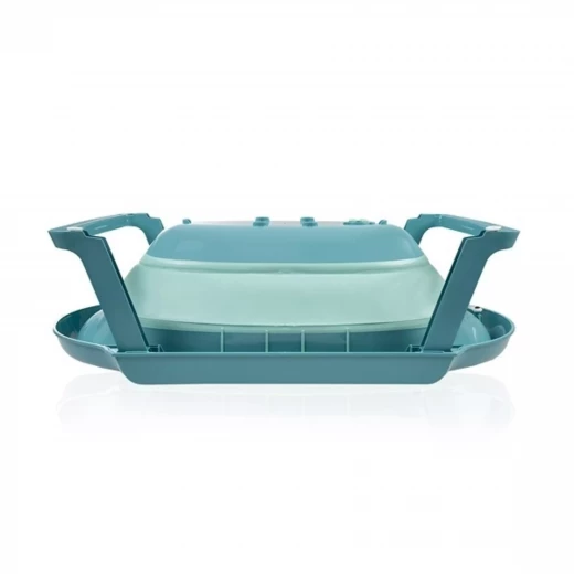 BabyJem Foldable Baby Bath Tub – Turquoise Plastic Bathtub with Non-Slip Base, Hanging Loop & Folding Legs – Space-Saving, Travel-Friendly - BabyJem - Image 4