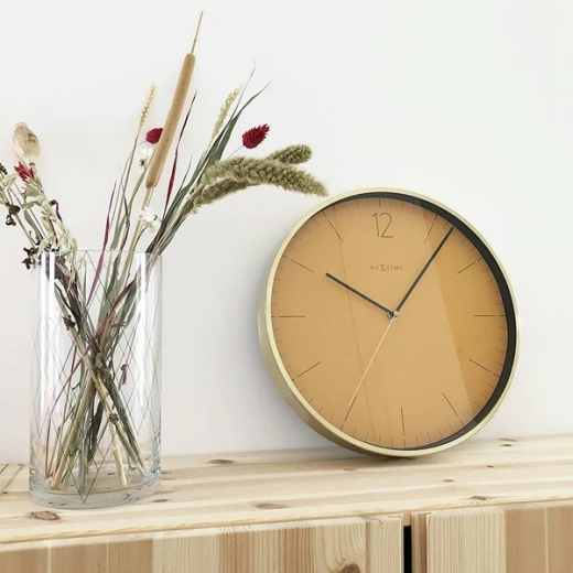 Nextime Essential Gold Glass & Metal Wall Clock - 34 Cm - Fruity Manderin - Nextime - Image 2