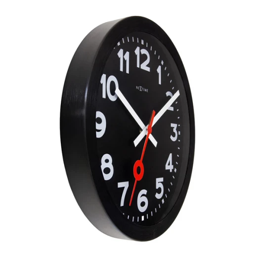 Nextime "Station All Black" Anodized Aluminium Wall Clock - 35 Cm - Black - Nextime - Image 2