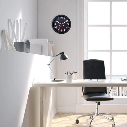 Nextime "Station All Black" Anodized Aluminium Wall Clock - 35 Cm - Black - Nextime - Image 5