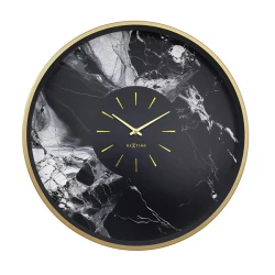 Nextime Marble DuoAluminium Large Wall Clock - 48 Cm - Black & Gold