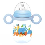 aBaby, Natural Baby Feeding Bottle with Handle, 240ml, Blue, 6 Months + - aBaby