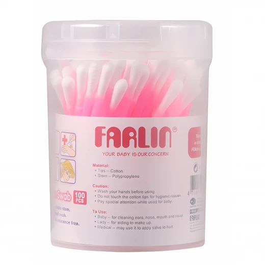 Farlin - Paper-Stem Cotton Buds 100 pieces, زهري - فارلين - Image 3