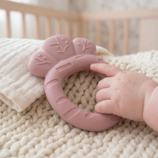 aBaby Pink Silicone Carrot Teether Easy Grip Textured Baby Teething Toy 4 Months Plus - aBaby - Image 2