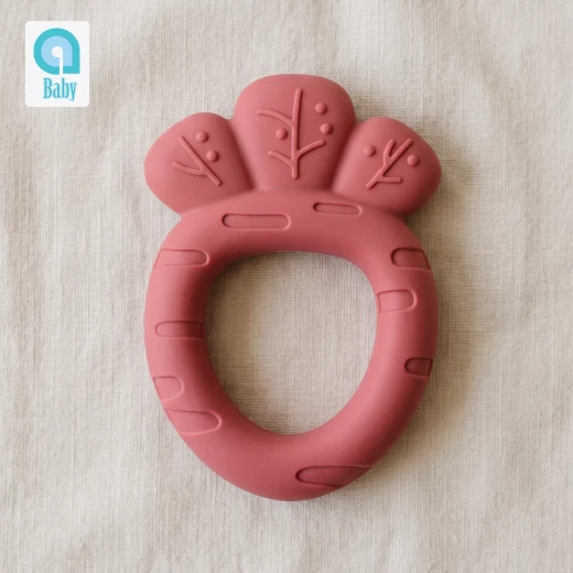 aBaby Pink Silicone Carrot Teether Easy Grip Textured Baby Teething Toy 4 Months Plus - aBaby - Image 3