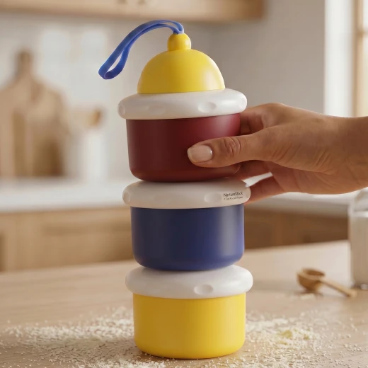 aBaby Three Layer Milk Powder Container Stackable Formula Compartments with Pouring Outlets and Carry Handle - aBaby - Image 6