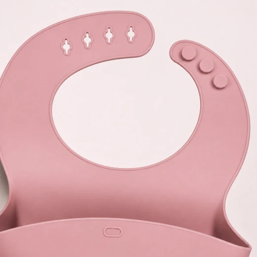 aBaby Waterproof Silicone Baby Bib Adjustable Neck with Wide Food Catching Pocket 1 Piece Pink Color - aBaby - Image 6