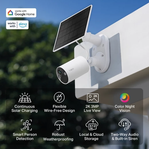 طقم كاميرا مراقبة خارجية Tapo C410 تعمل بالطاقة الشمسية، بدقة عالية وكشف حركة ذكي - تي بي لينك - Image 2
