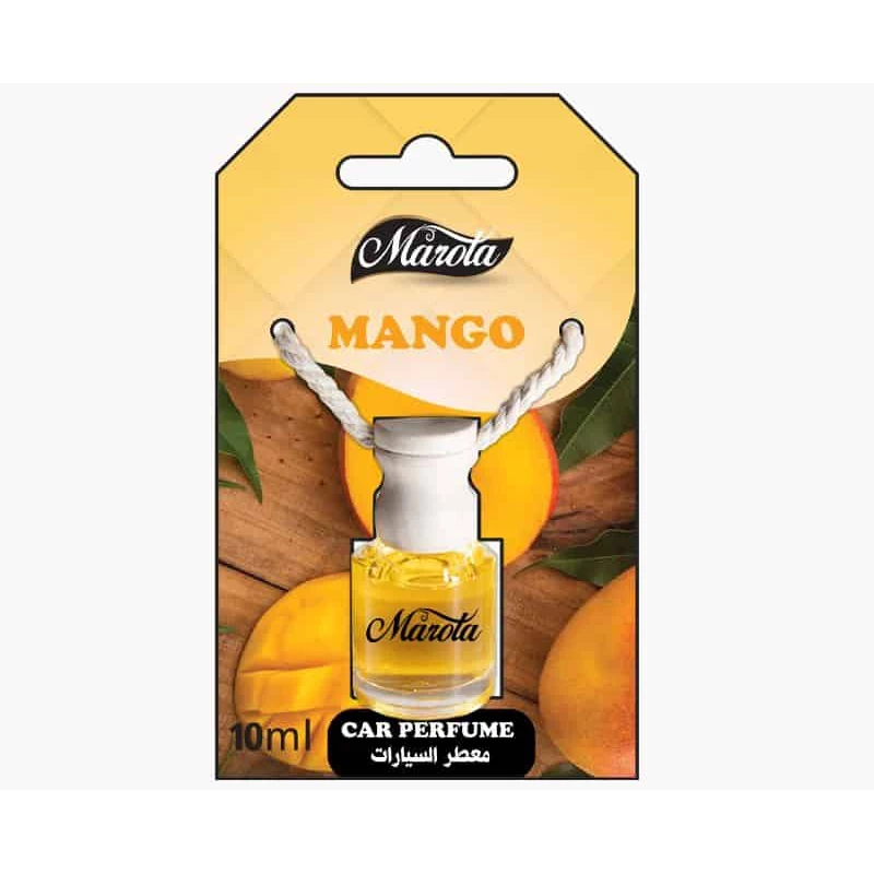 معطر سيارة ماروتا برائحة المانجو الاستوائية سعة 8 مل - فواحة زجاجية أنيقة برباط تعليق، عطر مركز ومنعش يدوم طويلاً لإزالة الروائح الكريهة - ماروتا