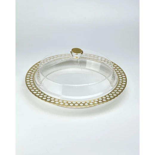 طقم تقديم حلويات دائري بتصميم ذهبي حجم صغير - فيغ - Image 3