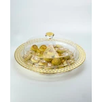 طقم تقديم حلويات دائري بتصميم ذهبي حجم صغير - فيغ