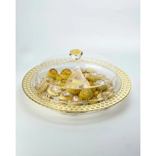 طقم تقديم حلويات دائري بتصميم ذهبي حجم صغير - فيغ - Image 4