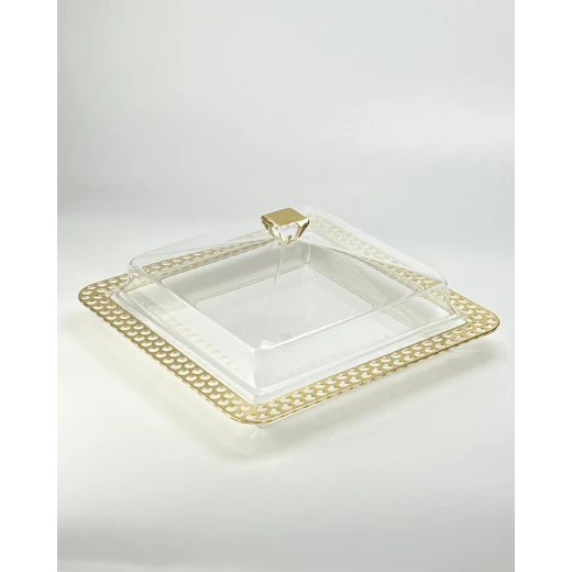 طقم تقديم حلويات مربع بتصميم ذهبي حجم كبير - فيغ - Image 2
