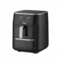 Arshia Dual X-Cyclone Air Fryer – 11L Capacity – 1850W Power – Transparent Viewing Window – Digital Touch Screen – Oil-Free Healthy Cooking – Elegant Black Design