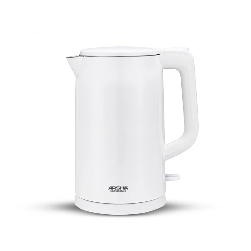 Arshia Electric Kettle – 1.7L Capacity – Elegant White Design – 1800W Power – Fast Water Boiling – 360° Rotating Base – Auto Shut-Off Safety Feature - Arshia