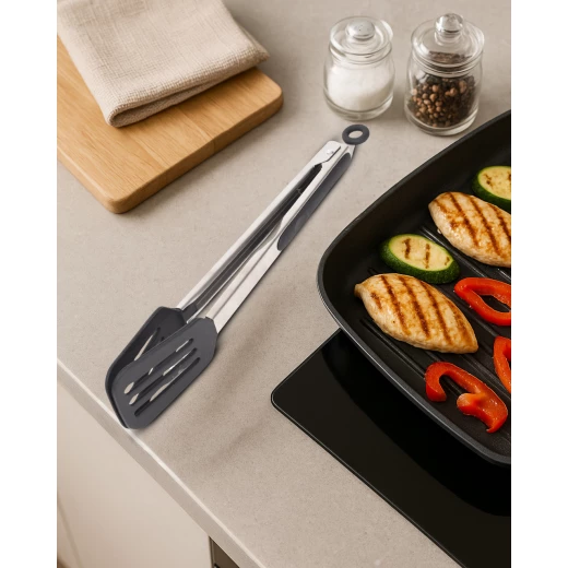 Arshia 12-Inch Turner Tongs with Stainless Steel Handle and Heat-Resistant Silicone Tips, Ergonomic Grip, and Non-Scratch Design for Safe Flipping, Grilling, and Serving - Arshia - Image 2