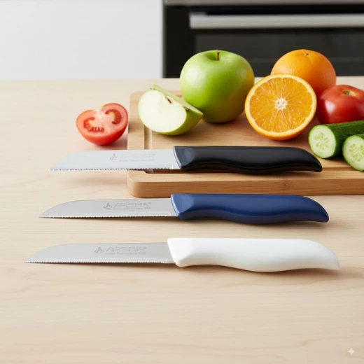 Arshia 6-Piece Fruit Knife Set with Rust-Resistant Stainless Steel Blades, Ergonomic Plastic Handles, and Colorful Lightweight Design for Everyday Fruit and Vegetable Cutting - Arshia - Image 2