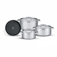 Arshia 8-Piece Tri-Ply Stainless Steel Cookware Set – Professional Three-Layer Construction with Aluminum Core for Even Heat Distribution