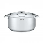 arshia 30cm stainless steel casserole with matching lid – even heat distribution, rust‑resistant build, sturdy steel handles, very large capacity for family meals, ideal for everyday cooking and durable performance - Arshia