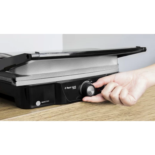 Cecotec Rock’N Grill 2000W Electric Contact Grill — 2000W Power, RockStone Non-Stick Eco Coating, Adjustable Temperature Control, 180° Opening, Grease Collection Tray, Wide Cooking Surface, Cool-Touch Handle & Compact Upright Storage - Cecotec - Image 3