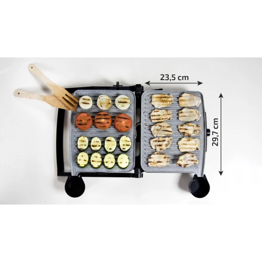 Cecotec Rock’N Grill 2000W Electric Contact Grill — 2000W Power, RockStone Non-Stick Eco Coating, Adjustable Temperature Control, 180° Opening, Grease Collection Tray, Wide Cooking Surface, Cool-Touch Handle & Compact Upright Storage - Cecotec - Image 7