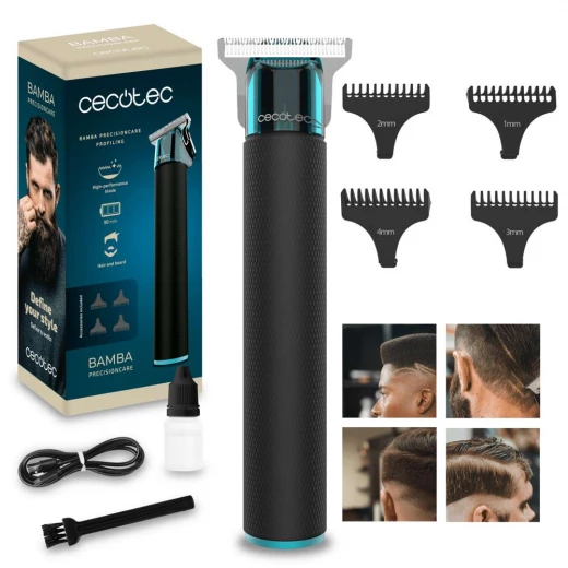 Cecotec Bamba PrecisionCare Profiling Professional Hair Clipper and Trimmer, High-Performance Sharp Blade, 4 Guide Combs 1–4 mm, Powerful Quiet Motor, 90 Min Cordless Runtime, Ergonomic Design, Full Accessory Kit Cecotec Bamba PrecisionCare Profiling Professional Hair Clipper and Trimmer, High-Performance Sharp Blade, 4 Guide Combs 1–4 mm, Powerful Quiet Motor, 90 Min Cordless Runtime, Ergonomic Design, Full Accessory Kit