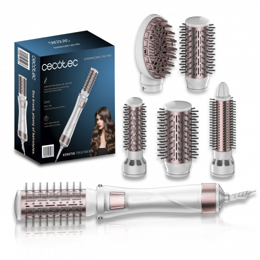 Cecotec CeramicCare 5in1 Pro — Professional Hot Air Brush with 5 Interchangeable Styling Heads, Ceramic Coating, Ionic Technology for Smooth Shine, Adjustable Heat & Speed, Cool Tip, Lightweight Design Cecotec CeramicCare 5in1 Pro — Professional Hot Air Brush with 5 Interchangeable Styling Heads, Ceramic Coating, Ionic Technology for Smooth Shine, Adjustable Heat & Speed, Cool Tip, Lightweight Design