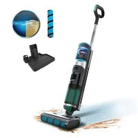 Cecotec FreeGo Wash&Vacuum Cordless Electric Mop with Vacuum Function, 200 W Power, Up to 35 min Runtime, Wet Jalisco Roller Brush, Automatic Water Spray System