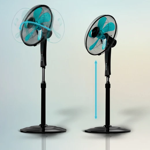 Cecotec EnergySilence 530 Power Connected Black Standing Fan, 50W Power, EnergySilence Technology, Copper Motor, 5 Blades 40 cm Diameter, Remote Control, LED Display, Timer, Adjustable Height and Tilt for Quiet Fresh Airflow - Cecotec - Image 2