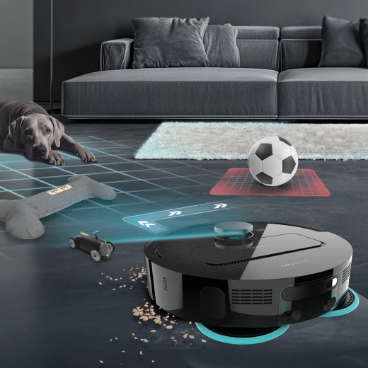 سيكوتِك مكنسة روبوت ذكية  قوة شفط فائقة 15000  مع نظام مسح ودعك 4 في 1 قاعدة & ذاتية التفريغ والتنظيف تقنية ملاحة بالليزر   ممسحات دوّارة قابلة للرفع اتصال  و  وتحكم عبر التطبيق لتنظيف عميق وذكي للأرضيات والسجاد - سيكوتك - Image 2