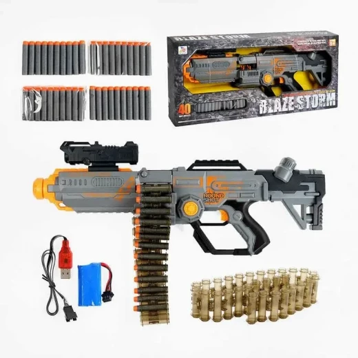 Blaze Storm Soft Bullet Gun with 40 Foam Bullets, 30 Shell Cases & 7.4V Battery Blaze Storm Soft Bullet Gun with 40 Foam Bullets, 30 Shell Cases & 7.4V Battery
