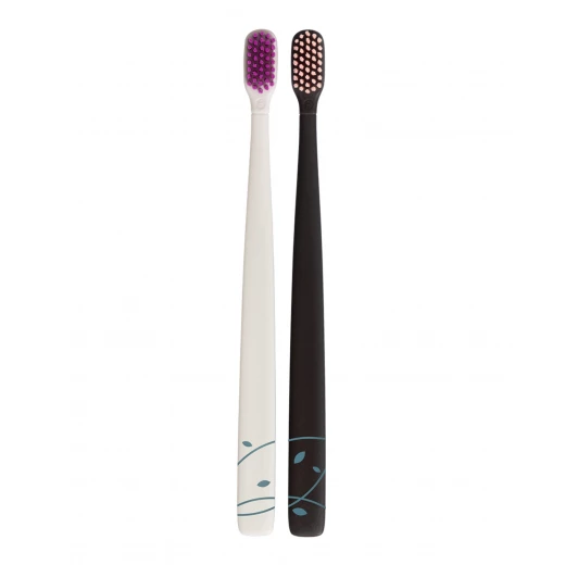 Toothbrush FLP Twigo Adults Charcoal Brown & Pepper White – Adult Toothbrush Set, Soft Bristles for Effective Cleaning, Gentle on Teeth and Gums, Ergonomic Handle Design, Ideal for Daily Oral Care Routine, Stylish Dual Color Design - Flipper - Image 2