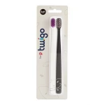 Toothbrush FLP Twigo Adults Charcoal Brown & Pepper White – Adult Toothbrush Set, Soft Bristles for Effective Cleaning, Gentle on Teeth and Gums, Ergonomic Handle Design, Ideal for Daily Oral Care Routine, Stylish Dual Color Design - Flipper