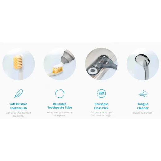 Flormar Mono Harbor Gray Oral Care Kit, toothbrush and toothpaste for deep cleaning, plaque removal, gum protection, long lasting fresh breath, suitable for all ages - Flipper - Image 2